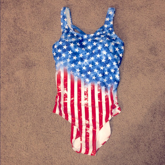Swim Womens Large Stars And Stripes American Flag One Piece Padded